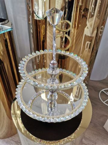 Decostar Chandelier Real Glass Crystal Cake Stands Cascading 18½