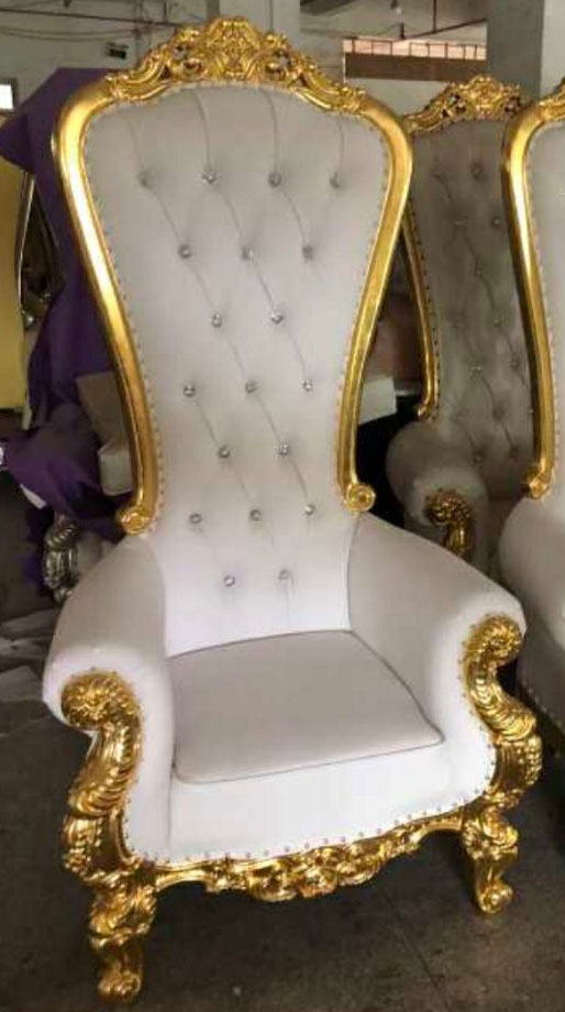 White King & Queen Chairs with Gold Trim