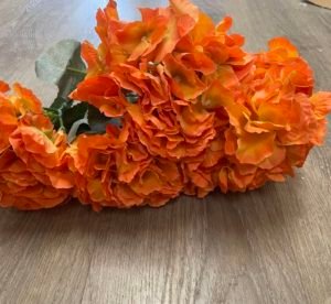 Silk Hydrangea Flowers with 6 Big Heads (Orange)